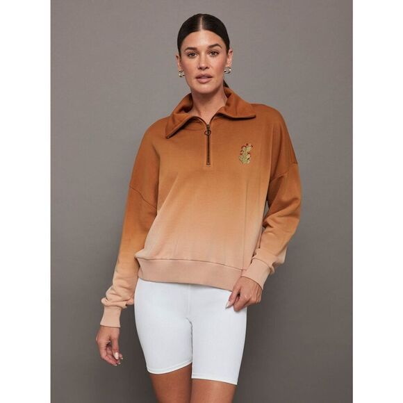 NWT Carbon38 Ombré French Terry Half Zip Cactus - Picture 2 of 11